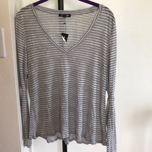 Grey striped sheer top